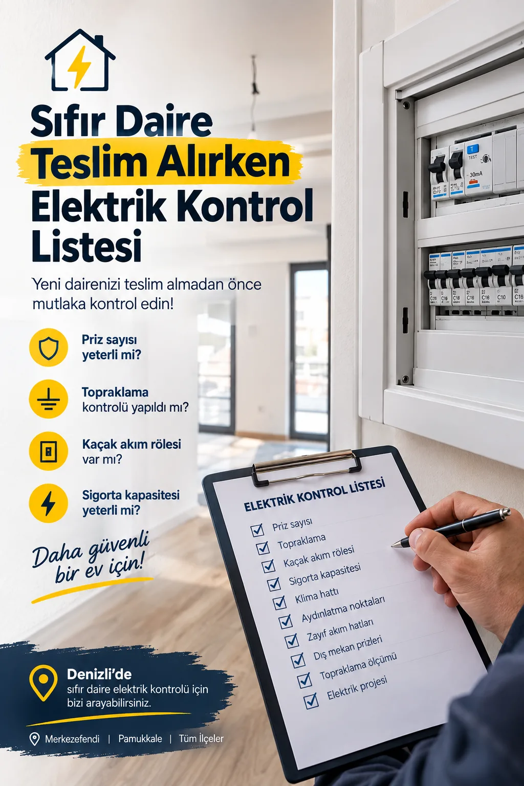 Sıfır Daire Teslim Alırken Elektrik Kontrol Listesi